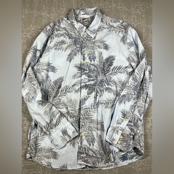 Tommy Bahama Hawaiian Button Down Palm Tree Cotton Tencel Blend Button Down XL - Picture 1 of 5